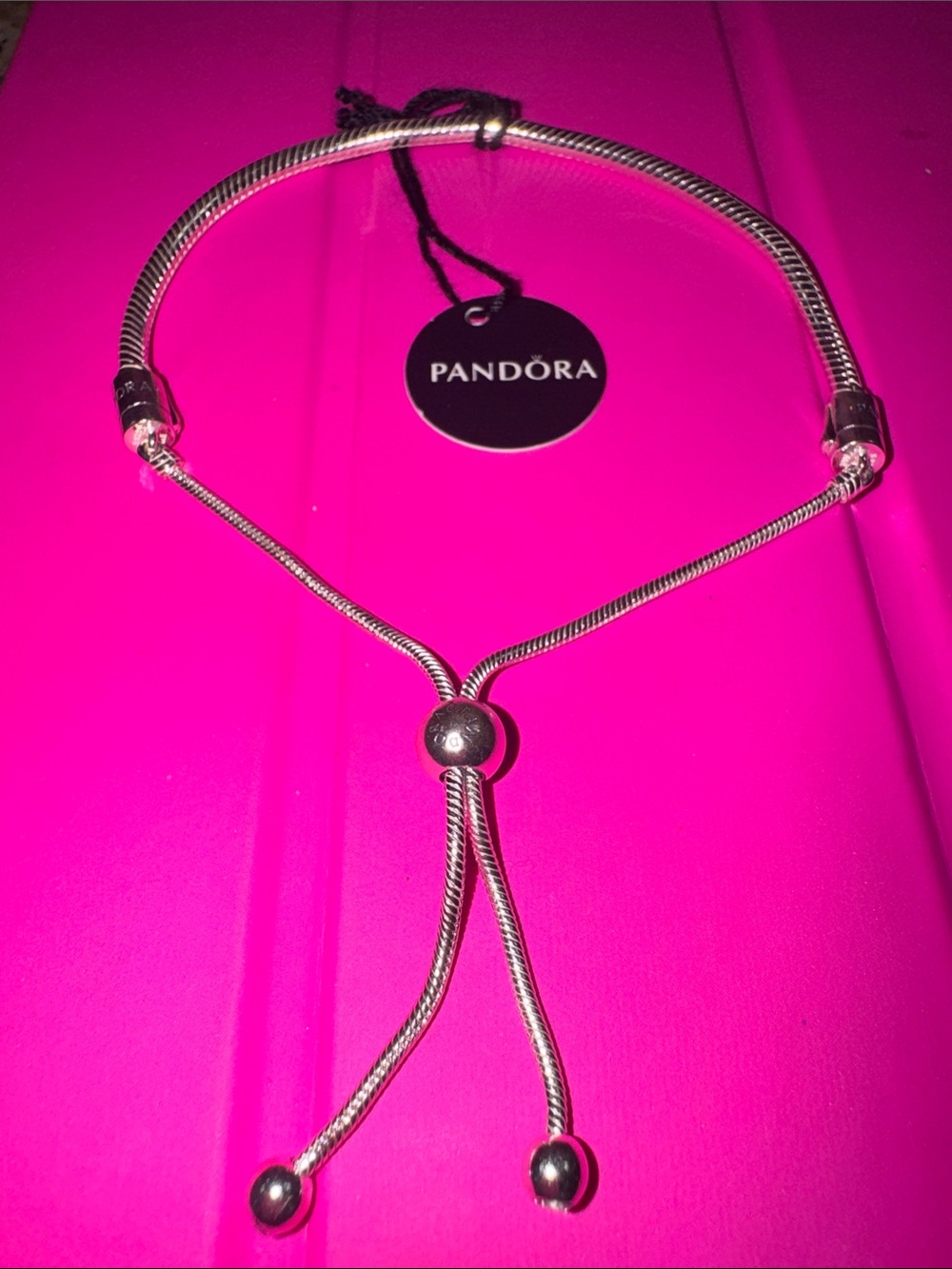 NWT PANDORA Snake Chain Slider Bracelet Sterling silver